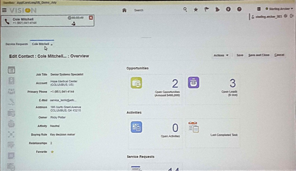 Oracle Engagement Cloud Contact Profile page Oracle Engagement Cloud Contact Profile page