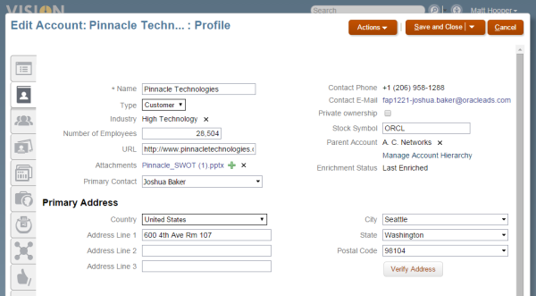 Simplified Account Page on Sales Cloud