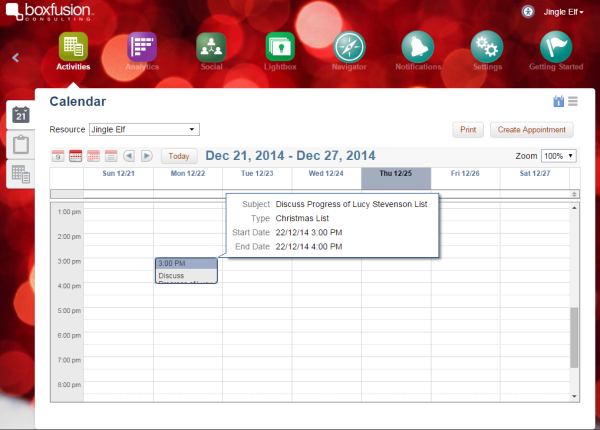 Fig 2: Calendar View
