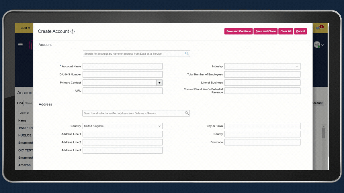 Creating Account from DaaS