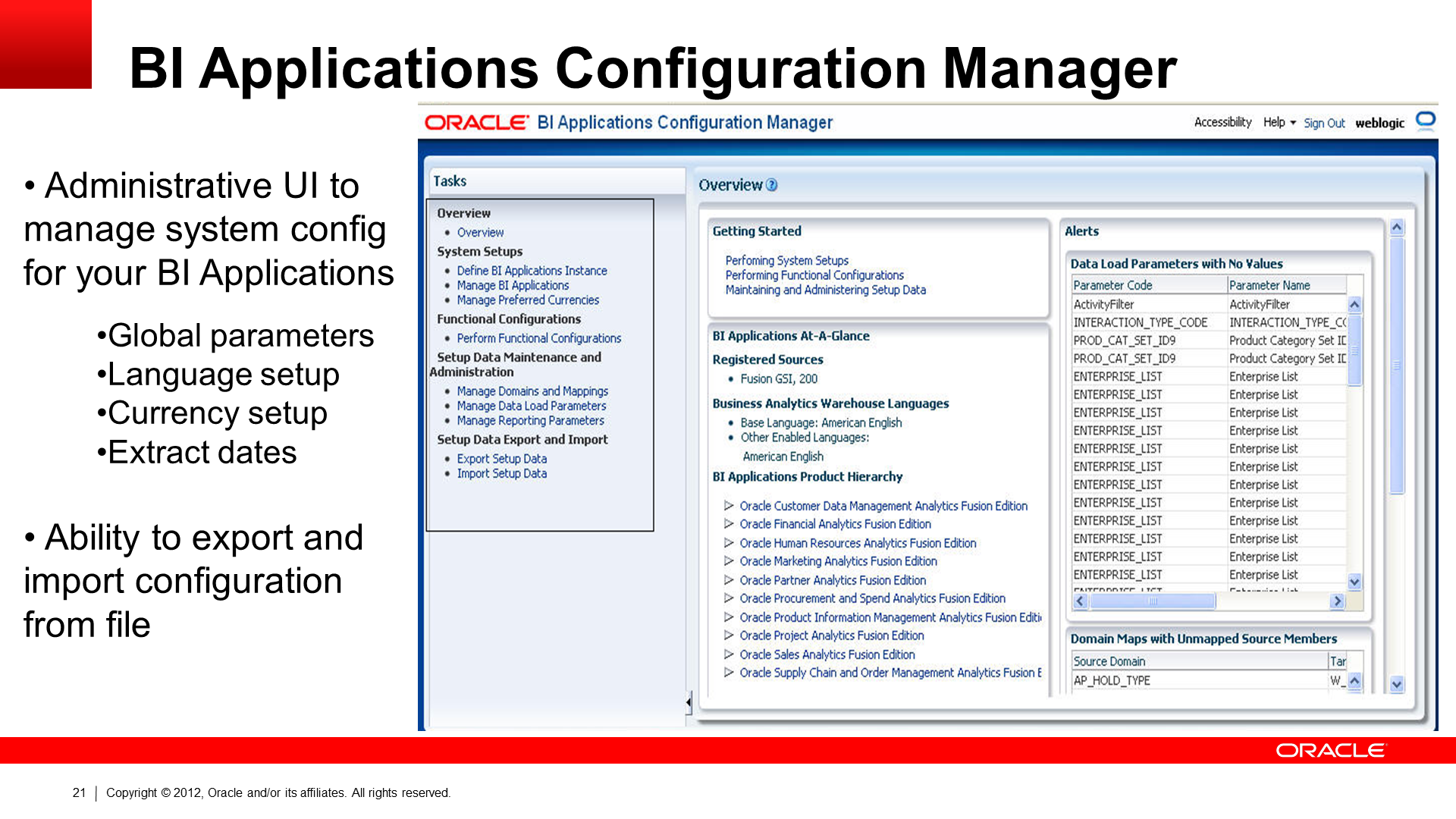 Application configuration. Oracle bi application. Oracle configuration Manager. Oracle Business Intelligence. Оракл программа функционал.