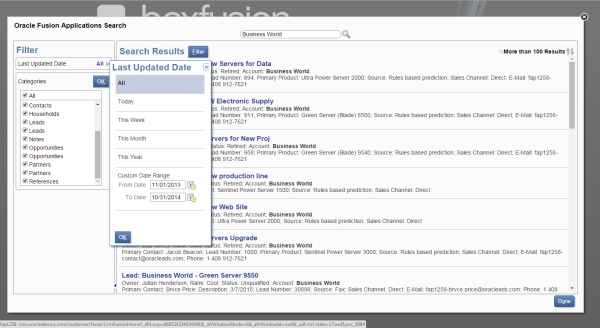 Fig 2: Global Search Filtering