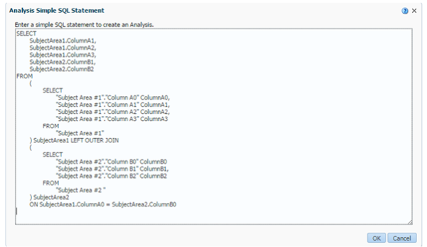 The SQL issued to create a LEFT OUTER JOIN