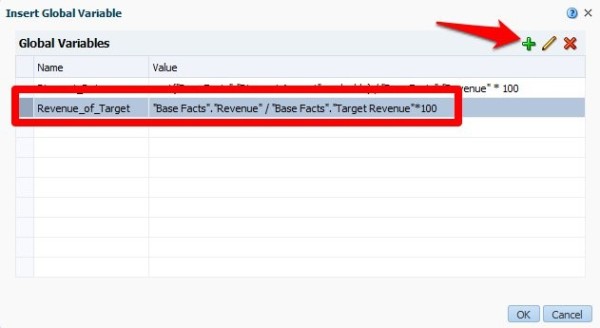 Fig 10. Selecting or creating the Global Variable