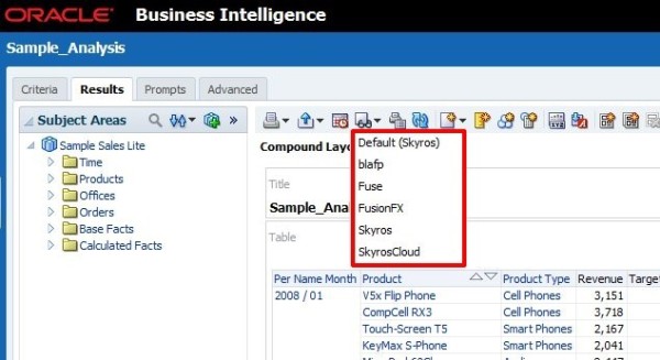 Fig 6. A list of the preview options available
