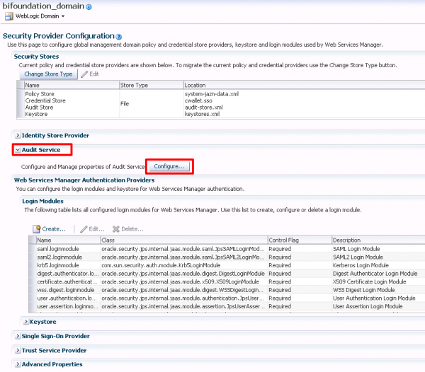 Fig 11 - Change the audit service properties