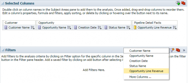 Fiigure 2 - Adding a Filter from the Criteria Tab