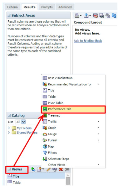 Figure 13 - Adding the Performance Tile View