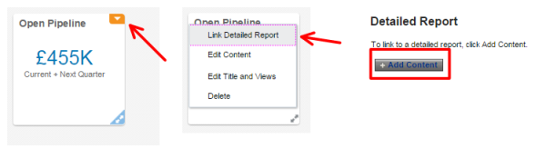 Figure 22 - Linking the report to the Infolet Tile